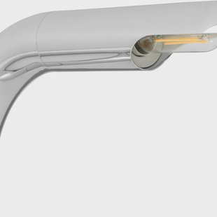 Gubi tafellamp Aspide, gepolijst chroom, draaibaar