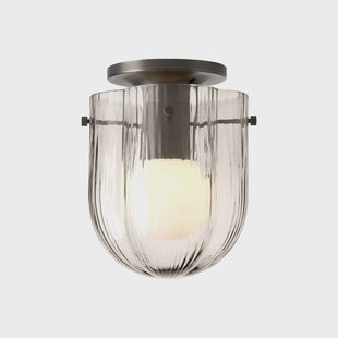 Gubi plafondlamp Seine, antiek messing, rookgrijs glas