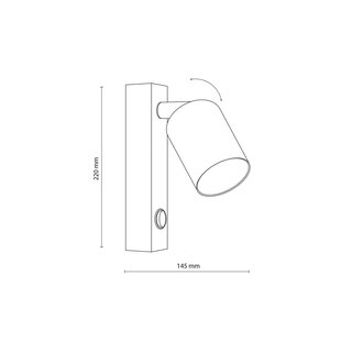TK Lighting Wandspot Top, verstelbaar, schakelaar, bruin, 1-lamp