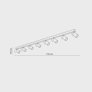 TK Lighting Plafondspot Top, verstelbaar, bruin, 8-lamps lineair