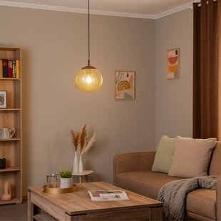 TK Lighting Vibe hanglamp, bruin-transparant glas, Ø 25 cm