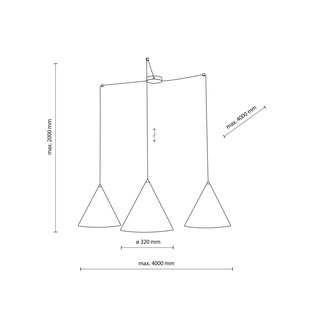 TK Lighting Hanglamp Cono 3-lamps gedecentraliseerde kappen 32 cm zwart
