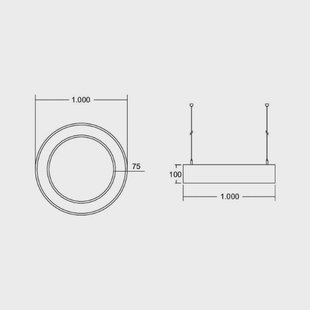 BRUMBERG Biro Circle Ring direct aan/uit 100cm zwart 4000 K