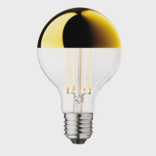 DESIGN BY US Kopspiegellamp Globe 80, goud, E27, 3,5 W, 2.700 K