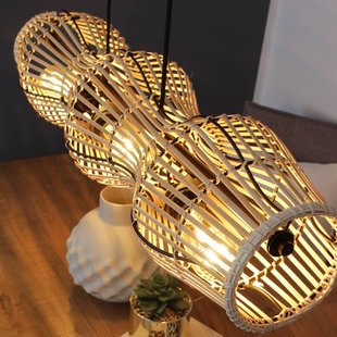 Eco-Light Bamboe hanglamp, naturel, 3-lamps Eco-Light Bamboe hanglamp, naturel, 3-lamps