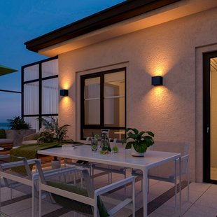 Calex LED buiten wandlamp Cube, up/down, hoogte 10 cm, zwart