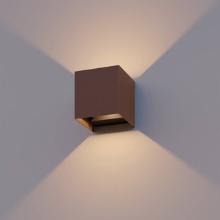 Calex LED buiten wandlamp Cube, up/down, hoogte 10 cm, roestbruin