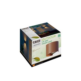 Calex LED buiten wandlamp Oval, up/down, hoogte 10cm, roestbruin