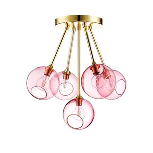DESIGN BY US Ballroom Molecule plafondlamp, roze, glas, 5-lamps