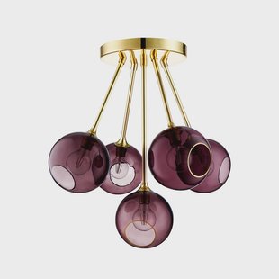 DESIGN BY US Ballroom Molecule plafondlamp, paars, glas, 5-lamps