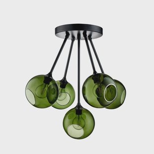 DESIGN BY US Ballroom Molecule plafondlamp, groen, glas, 5-lamps