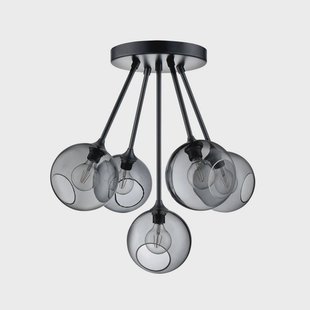DESIGN BY US Ballroom Molecule plafondlamp, rookgrijs, glas, 5-lamps