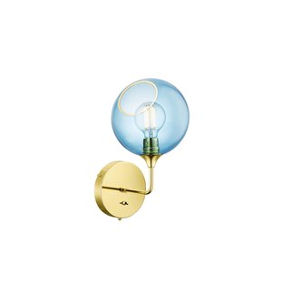 DESIGN BY US Ballroom Short wandlamp, blauw, glas, handgeblazen