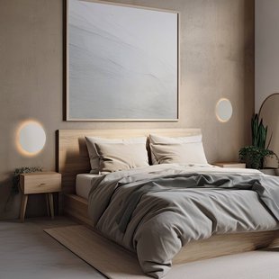 TK Lighting Wandlamp Luna, beige, indirect licht, Ø 30 cm, staal