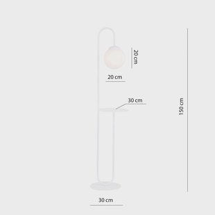 EMIBIG LIGHTING Vloerlamp Bari, wit, metaal, glas