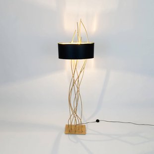 Holländer Elba ovale vloerlamp, goud/zwart, hoogte 180 cm, ijzer