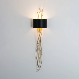 Holländer Elba lungo wandlamp, goud/zwart, hoogte 144 cm, ijzer