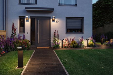 Paulmann Juntea LED tuinpadverlichting, antraciet, sensor, 2-lamps.