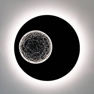 Holländer LED wandlamp Luna, bruin-zwart-zilver, Ø 120 cm, ijzer