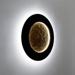 Holländer LED wandlamp Luna Piena, bruin-zwart/goud, Ø 80 cm