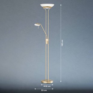 FISCHER & HONSEL LED vloerlamp Pool, messingkleurig, hoogte 182 cm, 2-lamps.