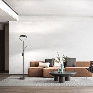 FISCHER & HONSEL LED vloerlamp Davos, zwart, hoogte 180 cm, 2-lamps, CCT