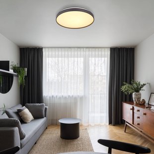 Globo Eclypse plafondlamp, antraciet, Ø 48 cm, acryl/metaal