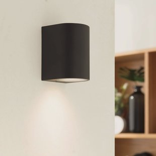 Prios buitenwandlamp Tetje, zwart, rond, 10 cm, set van 4