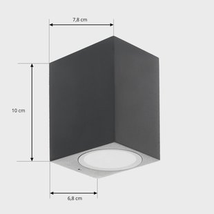 Prios buitenwandlamp Tetje, zwart, hoekig, 10 cm, set van 4