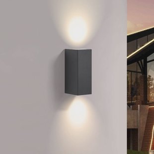 Prios buitenwandlamp Tetje, zwart, hoekig, 16 cm, set van 4