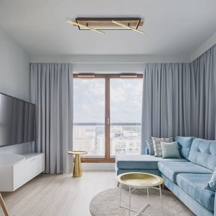 Globo Beatrix LED plafondlamp, lengte 81,5 cm, hout/zwart