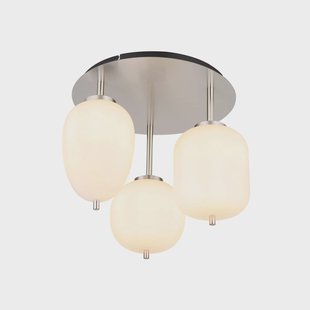 Globo Plafondlamp Blacky I, nikkel/opaal, Ø 46 cm, 3-lamps, glas