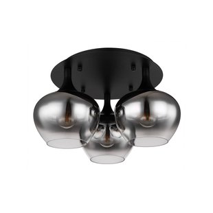 Globo Plafondlamp Maxy, Ø 45 cm, rookgrijs, glas, 3-lamps.