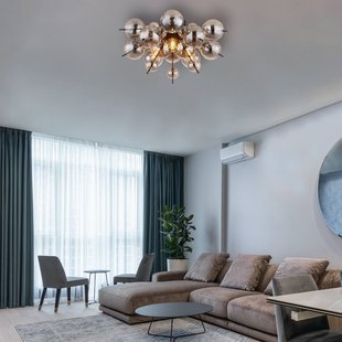 Globo Udo plafondlamp, rookgrijs, Ø 55 cm, glas