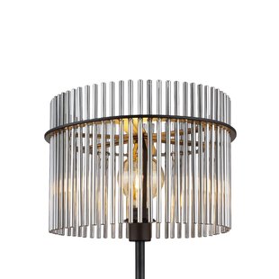 Globo Vloerlamp Gorley, hoogte 152 cm, rookgrijs, glas/metaal