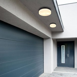 Globo Buiten plafondlamp Vranos, mat zwart, Ø 24 cm, aluminium