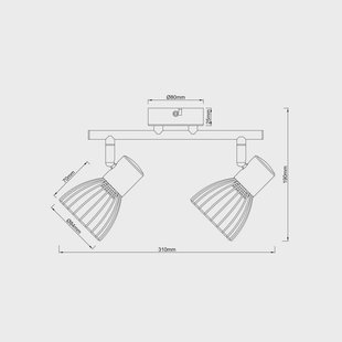 Brilliant Blacky plafondspot, lengte 31 cm, zwart, 2-lamps, metaal