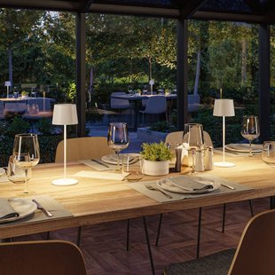 Paulmann LED tafellamp Gilo, wit, kunststof, IP44