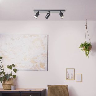 Brilliant Jello plafondspot, lengte 50 cm, zwart, 3-lamps, metaal