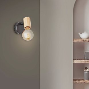 Brilliant Kerry wandspot, zwart/natuur, breedte 9 cm, bamboe