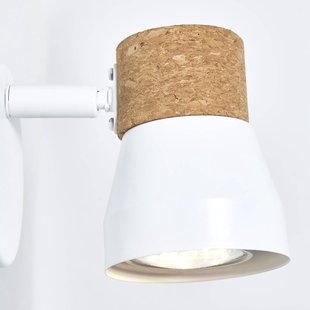 Brilliant Moka wandspot, breedte 8 cm, wit/bruin, kurk/metaal