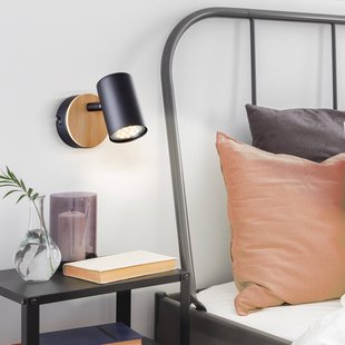 Brilliant Niels wandspot, hoogte 11 cm, zwart/natuur, bamboe