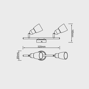 Brilliant Sofia plafondspot, ijzer/chroom/wit, lengte 33 cm, 2-lamps.