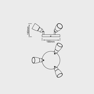 Brilliant Sofia plafondspot, ijzer/chroom/wit, Ø 20 cm, 3-lamps.