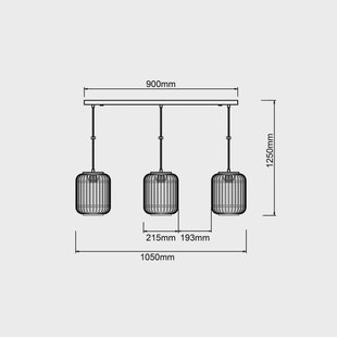 Brilliant Woodrow hanglamp, lengte 105 cm, licht hout, 3-lamps, bamboe