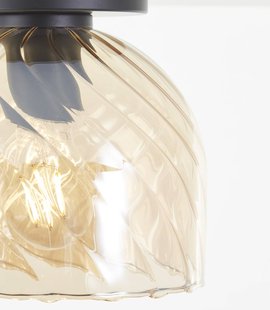 Brilliant Plafondlamp Casto, Ø 19 cm, barnsteen, glas