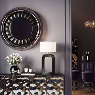 Kare Tube tafellamp, zwart/wit, linnen textiel, hoogte 79 cm