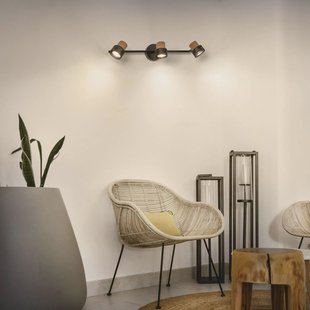 LEDVANCE LED plafondspot Kurk, GU10, 3-lamps, lang, zwart