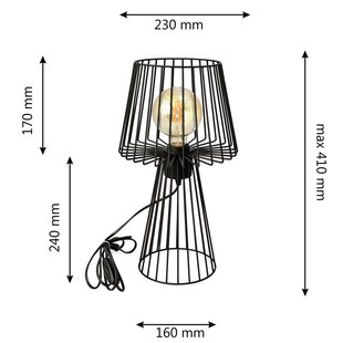 HELAM Torri Mix tafellamp, zwart, metaal, 41 cm, E27