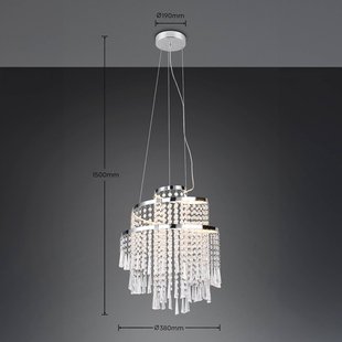 Reality Leuchten Pomp LED hanglamp, Ø 38 cm, chroom, acryl/metaal, CCT Reality Leuchten Pomp LED hanglamp, Ø 38 cm, chroom, acryl/metaal, CCT